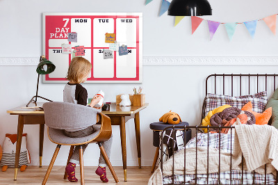 Beschrijfbaar magneetbord van glas met design Wekelijkse planner