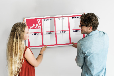 Beschrijfbaar magneetbord van glas met design Wekelijkse planner