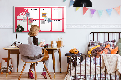 Beschrijfbaar magneetbord van glas met design Wekelijkse planner