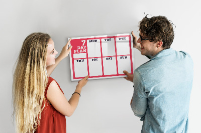 Beschrijfbaar magneetbord van glas met design Wekelijkse planner