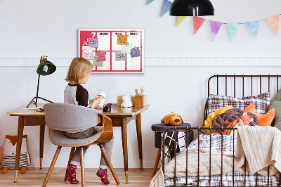 Beschrijfbaar magneetbord van glas met design Wekelijkse planner