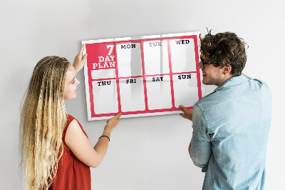Beschrijfbaar magneetbord van glas met design Wekelijkse planner