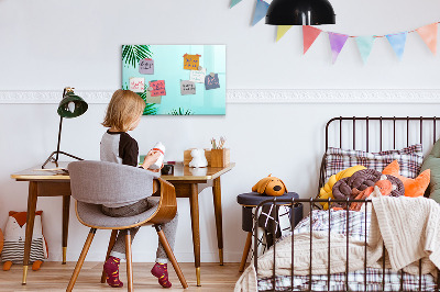 Uitwisbaar glazen planbord met magnetische functie Palmbladeren