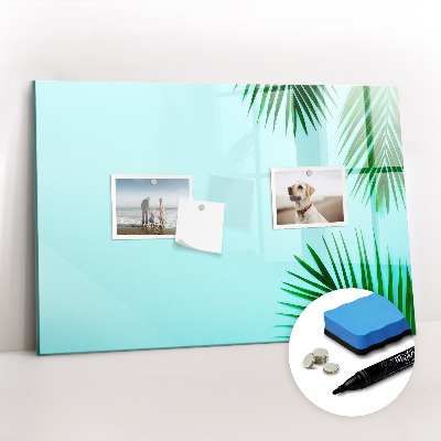 Magnetisch planbord voor de muur van bedrukt glas Tropische bladeren