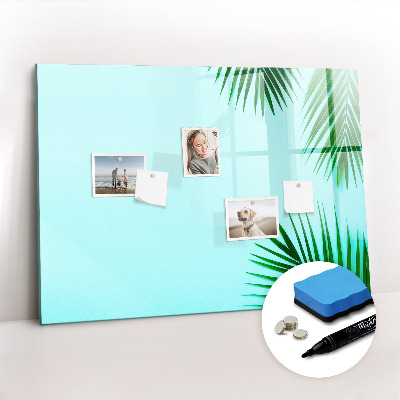 Magnetisch planbord voor de muur van bedrukt glas Tropische bladeren