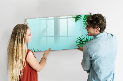 Magnetisch planbord voor de muur van bedrukt glas Tropische bladeren