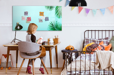 Magnetisch planbord voor de muur van bedrukt glas Tropische bladeren