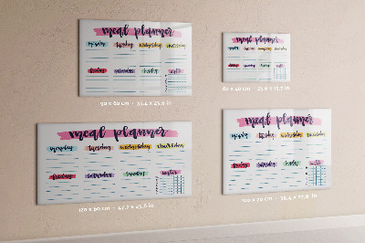 Magnetisch planbord voor de muur van bedrukt glas Wekelijks menu