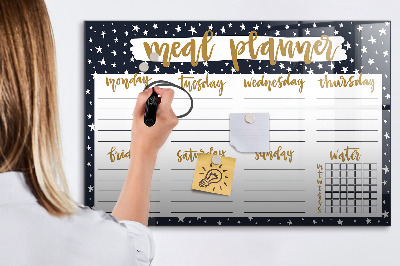 Uitwisbaar glazen planbord met magnetische functie Star Maaltijdplanner