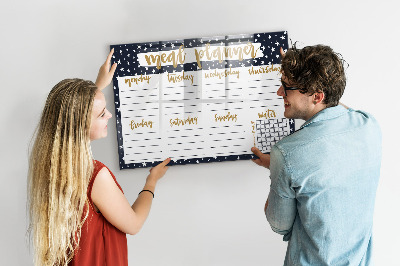 Uitwisbaar glazen planbord met magnetische functie Star Maaltijdplanner