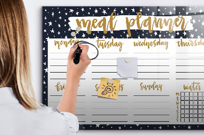 Uitwisbaar glazen planbord met magnetische functie Star Maaltijdplanner