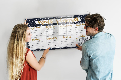 Uitwisbaar glazen planbord met magnetische functie Star Maaltijdplanner