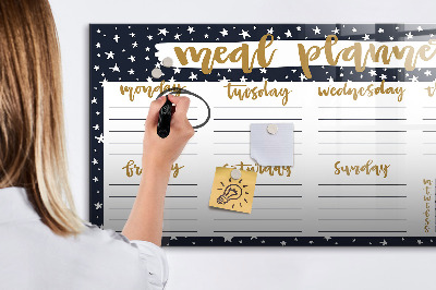 Uitwisbaar glazen planbord met magnetische functie Star Maaltijdplanner