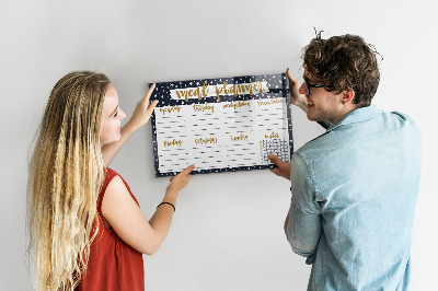 Uitwisbaar glazen planbord met magnetische functie Star Maaltijdplanner