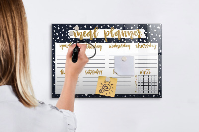 Uitwisbaar glazen planbord met magnetische functie Star Maaltijdplanner