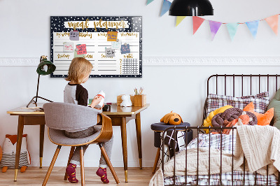 Uitwisbaar glazen planbord met magnetische functie Star Maaltijdplanner