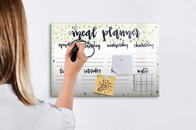 Magnetisch planbord voor de muur van bedrukt glas Stermenu