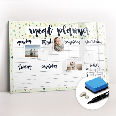 Magnetisch planbord voor de muur van bedrukt glas Stermenu