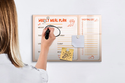 Uitwisbaar glazen planbord met magnetische functie Retro maaltijdplanner