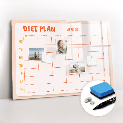 Beschrijfbaar magneetbord van glas met design Wekelijkse maaltijdplanner