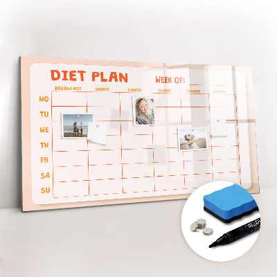 Beschrijfbaar magneetbord van glas met design Wekelijkse maaltijdplanner