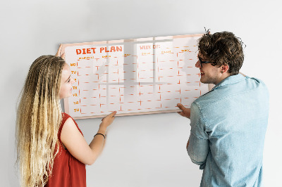 Beschrijfbaar magneetbord van glas met design Wekelijkse maaltijdplanner