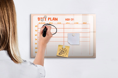 Beschrijfbaar magneetbord van glas met design Wekelijkse maaltijdplanner