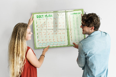 Uitwisbaar glazen planbord met magnetische functie Wekelijks menu