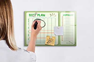 Uitwisbaar glazen planbord met magnetische functie Wekelijks menu
