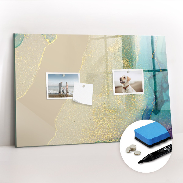 Beschrijfbaar magneetbord van glas met design Kleurrijk marmer