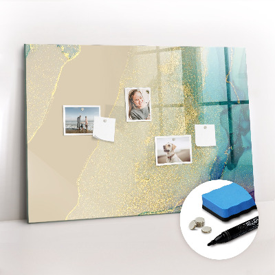 Beschrijfbaar magneetbord van glas met design Kleurrijk marmer