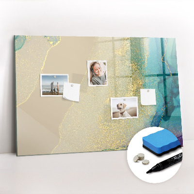 Beschrijfbaar magneetbord van glas met design Kleurrijk marmer