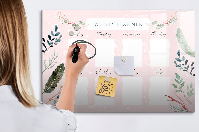 Beschrijfbaar magneetbord van glas met design Een mooie weekplanner