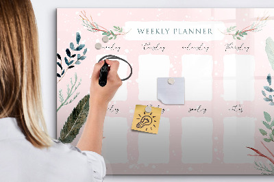 Beschrijfbaar magneetbord van glas met design Een mooie weekplanner