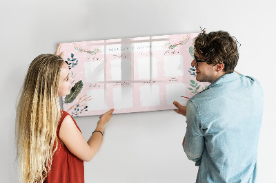 Beschrijfbaar magneetbord van glas met design Een mooie weekplanner