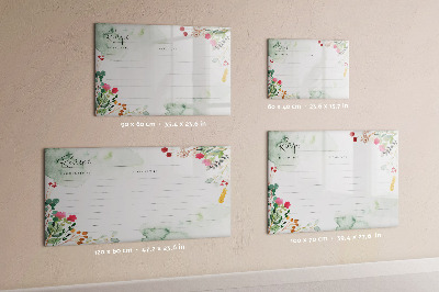Magnetisch planbord voor de muur van bedrukt glas Plaats voor het recept