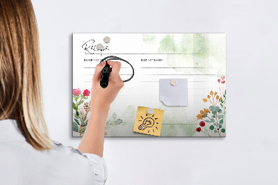 Beschrijfbaar magneetbord van glas met design Plaats voor het recept