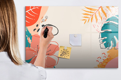 Uitwisbaar glazen planbord met magnetische functie Hawaiiaanse planten