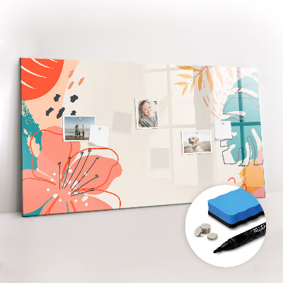 Uitwisbaar glazen planbord met magnetische functie Hawaiiaanse planten