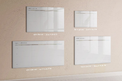 Uitwisbaar glazen planbord met magnetische functie Minimalistisch menu