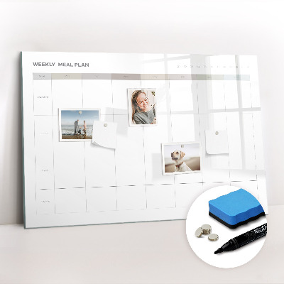 Uitwisbaar glazen planbord met magnetische functie Minimalistisch menu