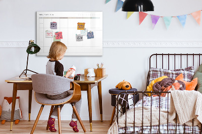Uitwisbaar glazen planbord met magnetische functie Minimalistisch menu