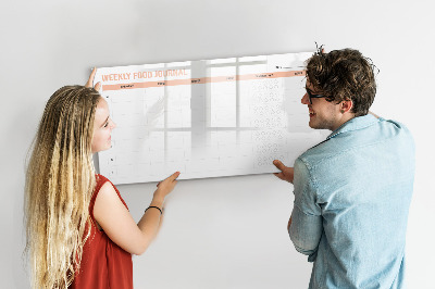 Uitwisbaar glazen planbord met magnetische functie Wekelijkse maaltijdplanner