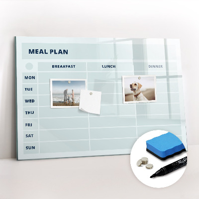 Beschrijfbaar magneetbord van glas met design Pastelmenu