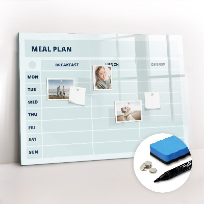 Beschrijfbaar magneetbord van glas met design Pastelmenu