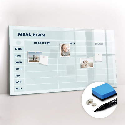 Beschrijfbaar magneetbord van glas met design Pastelmenu