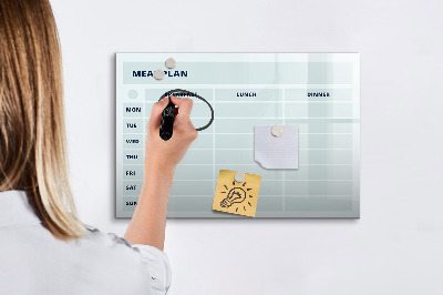 Beschrijfbaar magneetbord van glas met design Pastelmenu