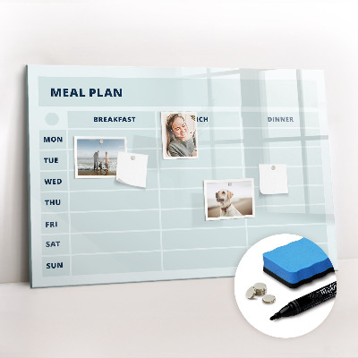 Beschrijfbaar magneetbord van glas met design Pastelmenu