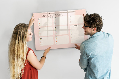 Uitwisbaar glazen planbord met magnetische functie Een mooie weekplanner