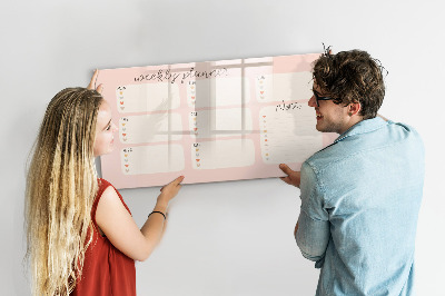 Uitwisbaar glazen planbord met magnetische functie Een mooie weekplanner
